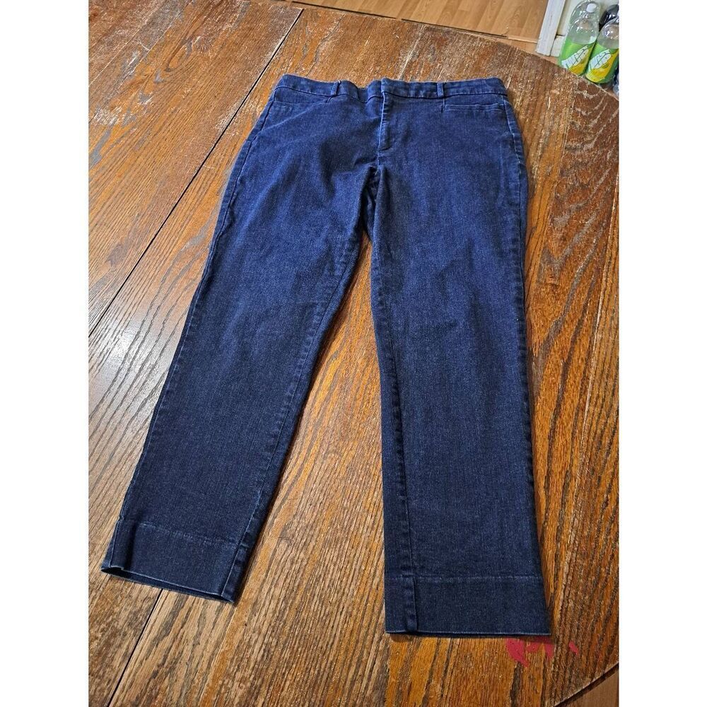 Size 10 Banana Republic Sloan Fit Cropped Denim Blue Jeans w Pockets Belt Loops